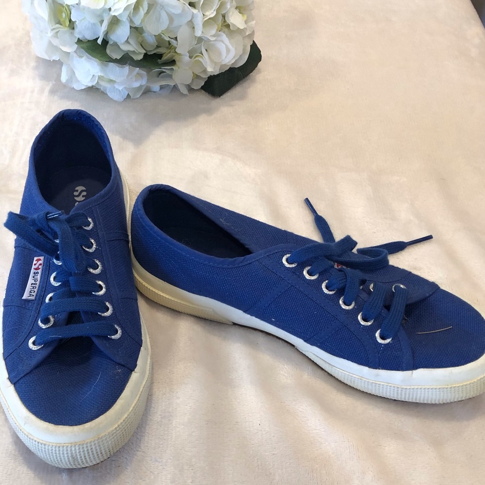 Supera Blue Canvas Sneakers, Size 8 - Picture 2 of 9